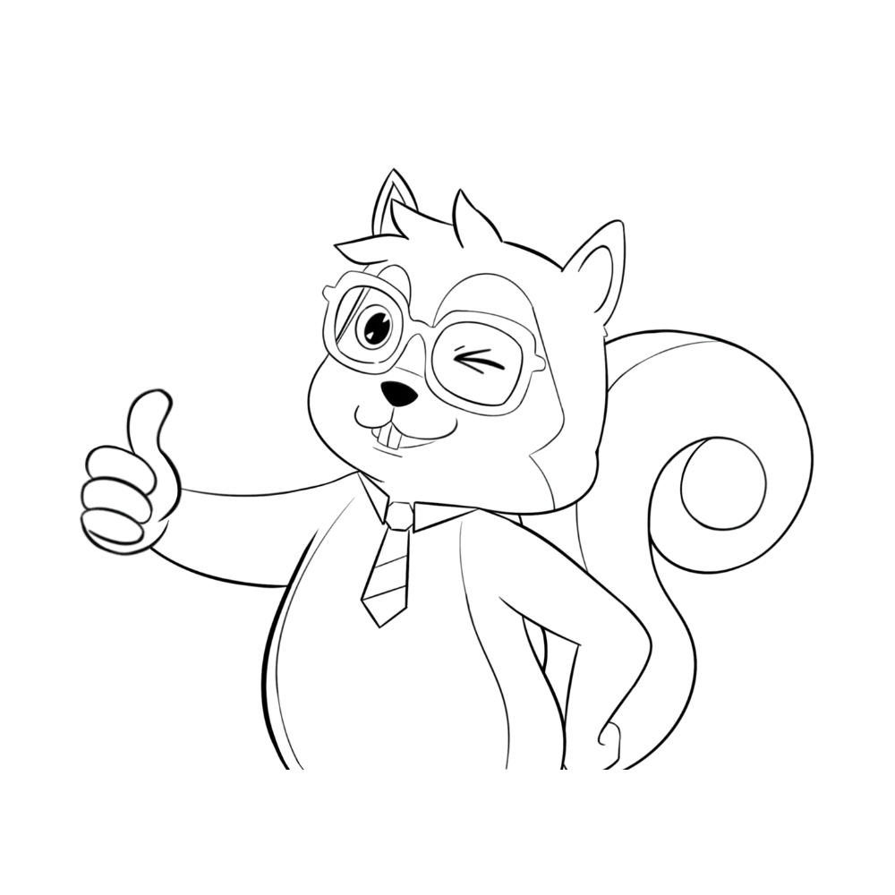 Lineart de la mascota Capedu saludando