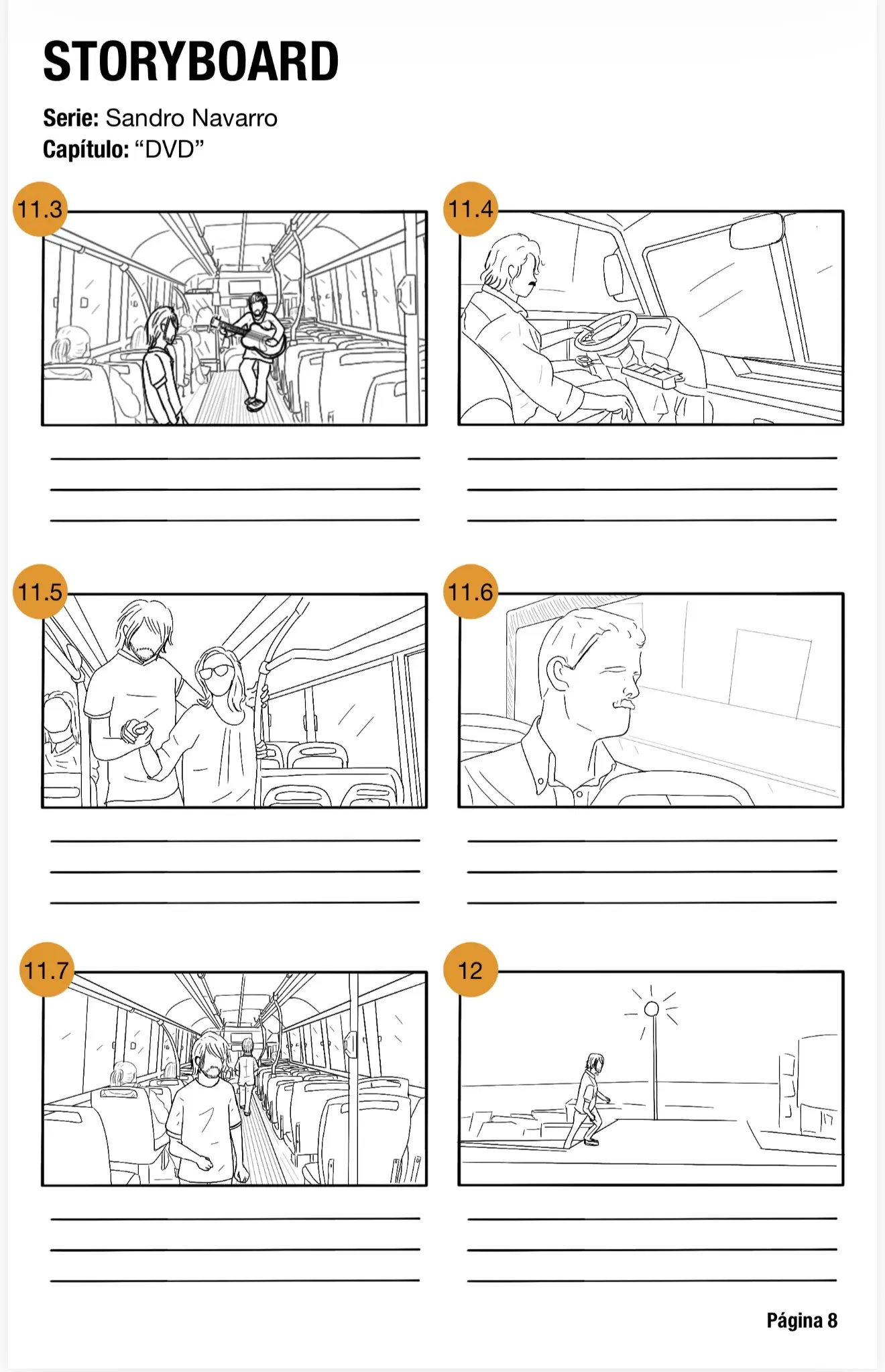 Segunda página del storyboard de Sandro Navarro