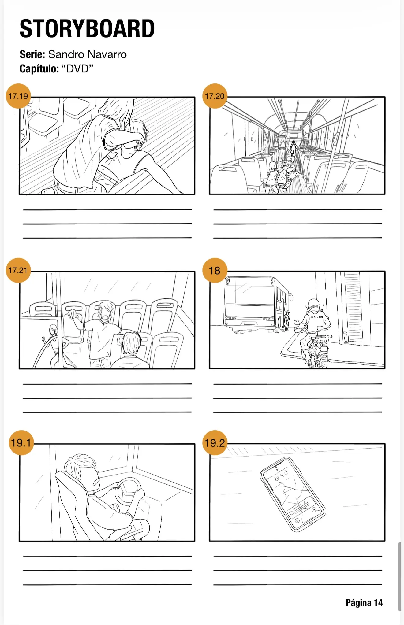 Tercera página del storyboard de Sandro Navarro
